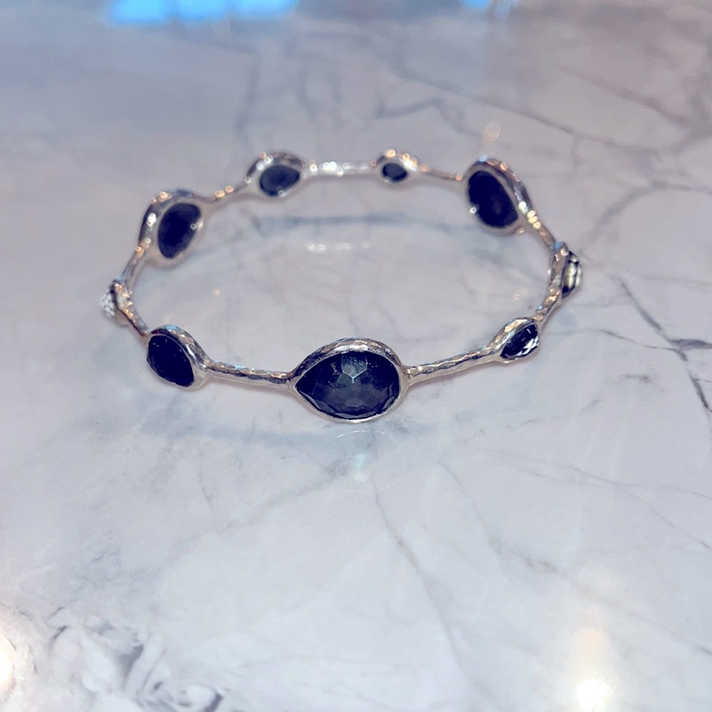 Ippolita Hematite 9 stone bangle. 925 Silver